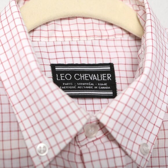 Vintage Leo Chevalier Button Down Short Sleeve Shirt Check Red White Preppy Golf - Picture 3 of 9